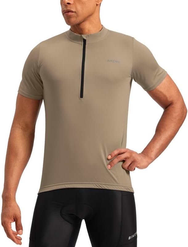 Bikewa Men's Cycling Jersey Moisture Wicking Short Sleeve UPF Half Zip Bike Road Riding Biking Shirts for Men Zipper Pockets