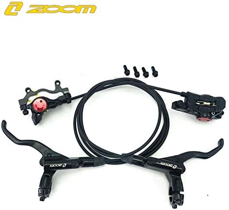 Zoom Hydraulic Disc Brakes Mountain Bike Sets MTB Front & Rear Set with Floating Disc Rotor 160mm & Color Bolts (Black)