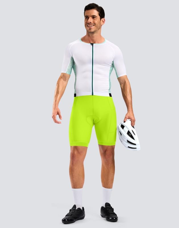Bikewa Men's Cycling Shorts 7" 4D Padded Bike Shorts for Men Road Biking Bicycle Riding Cycle Biker Phone Pockets