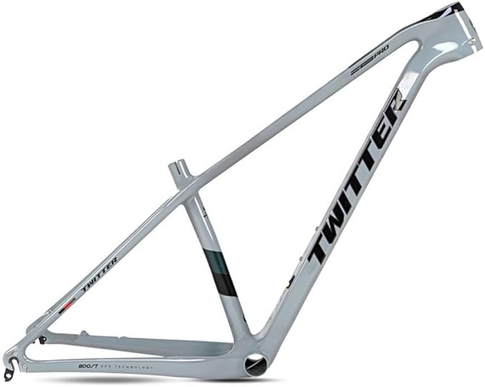 Carbon Mountain Bike Frame 27.5er 29er Hardtail Bike Frame 15''/17''/19'' Lightweighting Disc Brake Frame QR 135MM Internal Routing(Light Gray,15'')
