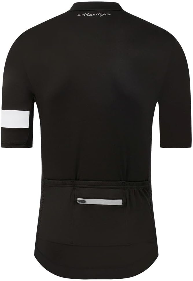 MOXILYN Men's Cycling Jerseys Road Bike Shirts Short Sleeve Full Zipper with 4 Pockets Reflective Widen Anti Slip Hem