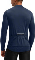 Bikewa Men's Cycling Jersey with 3+1 Rear Zipper Pockets Long Sleeve Moisture Wicking UPF 50+ Half Zip Riding Bike Shirts