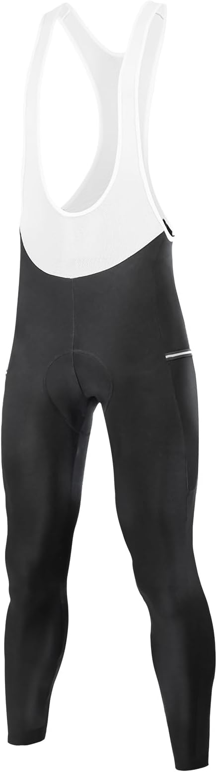 Santic Men's Winter Fleece Pro Cycling Bib Pants 4D Padded Thermal Cold Weather Bike Riding Pants with Pockets