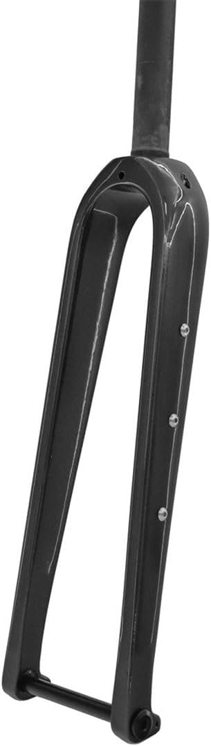 Carbon Road Bike Rigid Fork 700C Gravel Fork Thru Axle 12x100mm Disc Brake Bike Fork 1-1/8 Straight/Tapered Tube Front Fork with Water Bottle Holder Hole(Glossy Black,Straight)