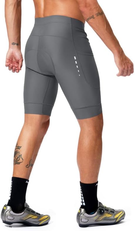 Bikewa Padded Bike Shorts for Men 4D Cycling Road Riding Biking Padding Bicycle Shorts with Phone Pockets