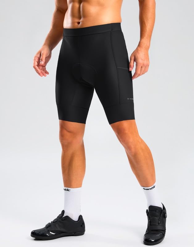 Bikewa Men's Bike Shorts 4D Padded Cycling Shorts for Men Road Riding Biking Bicycle Zipper Pockets
