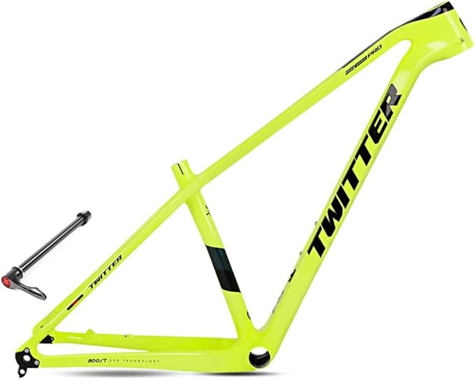 Carbon Hardtail Mountain Bike Frame 27.5er 29er Disc Brake Bike Frame 15''/17''/19'' XC Internal Routing Frame Thru Axle 12 * 148mm Boost(Yellow,19'')
