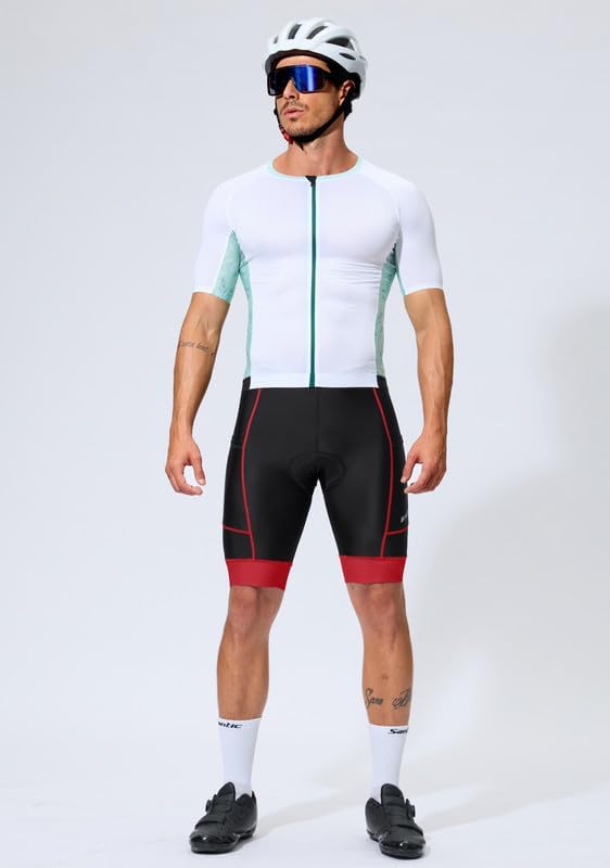 Bikewa Padded Bike Shorts for Men 4D Cycling Road Riding Biking Padding Bicycle Shorts with Phone Pockets