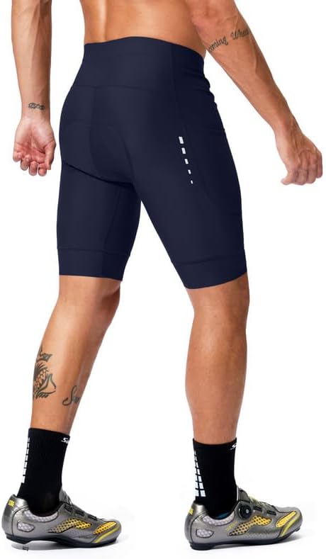 Bikewa Padded Bike Shorts for Men 4D Cycling Road Riding Biking Padding Bicycle Shorts with Phone Pockets