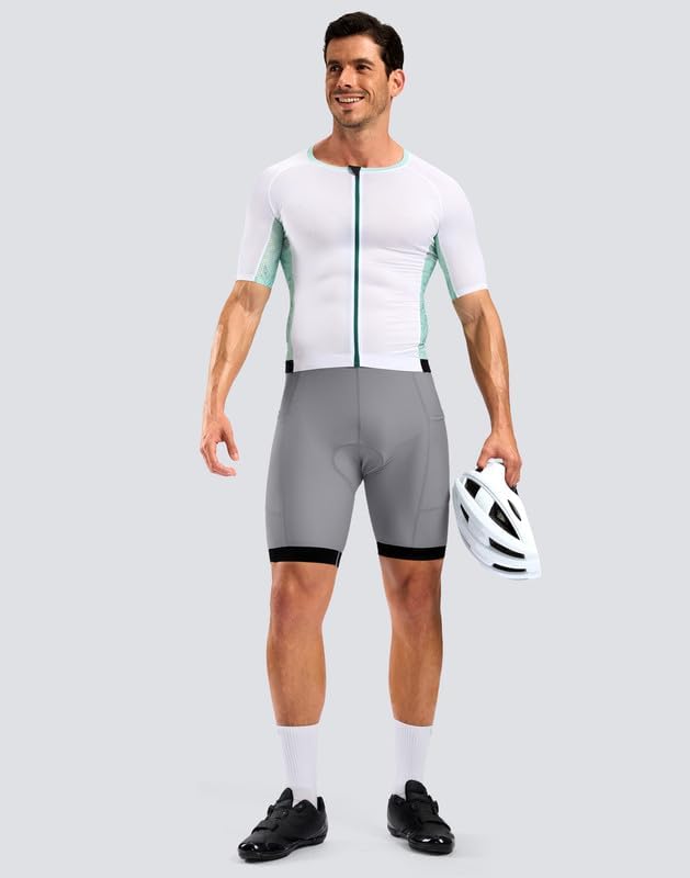 Bikewa Men's Cycling Shorts 7" 4D Padded Bike Shorts for Men Road Biking Bicycle Riding Cycle Biker Phone Pockets