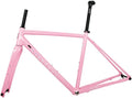 700C Road Bike Frameset Gravel Bike Frame 44cm/47cm/50cm/53cm/56cm Aluminum Alloy Disc Brake Frame with Carbon Fibre Fork Thru Axle F12*100mm R12*142mm Internal Routing(Pink,53cm)