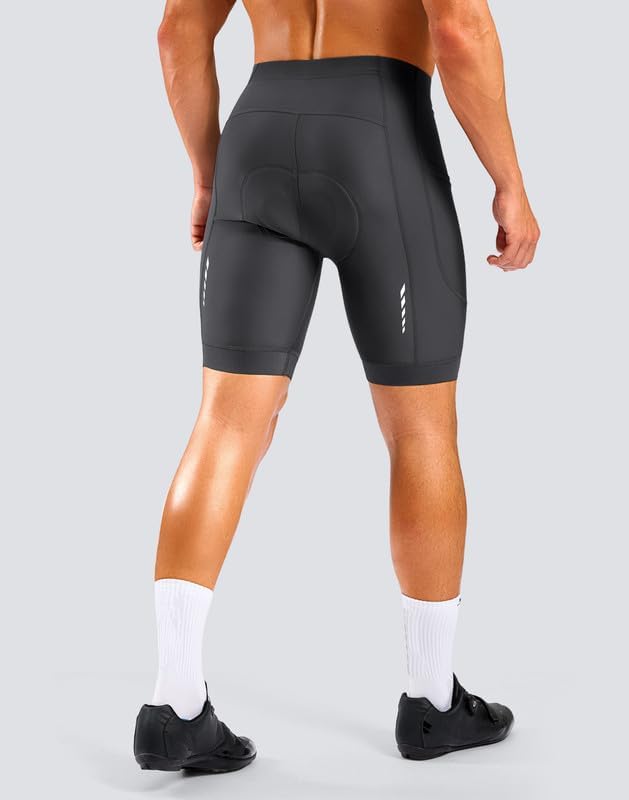 Bikewa Men's Cycling Shorts 7" 4D Padded Bike Shorts for Men Road Biking Bicycle Riding Cycle Biker Phone Pockets
