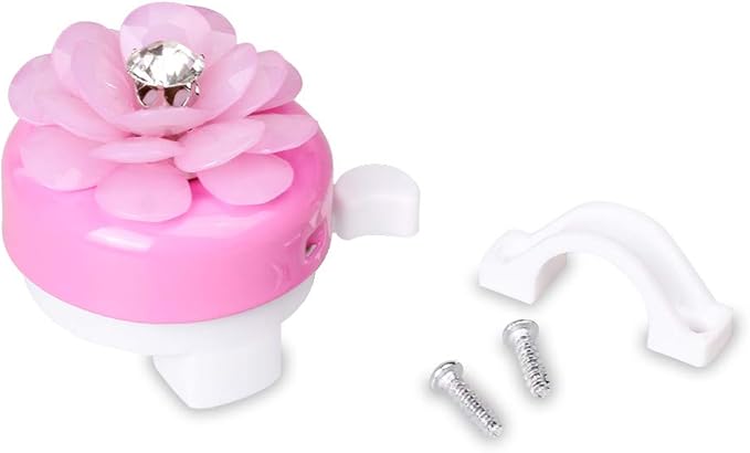 MINI-FACTORY Bike Bell for Girls, Bicycle Handlebar Cute 3D Crystal Diamond Flower Pattern Bike Safe Cycling Ring Horn (Pink)