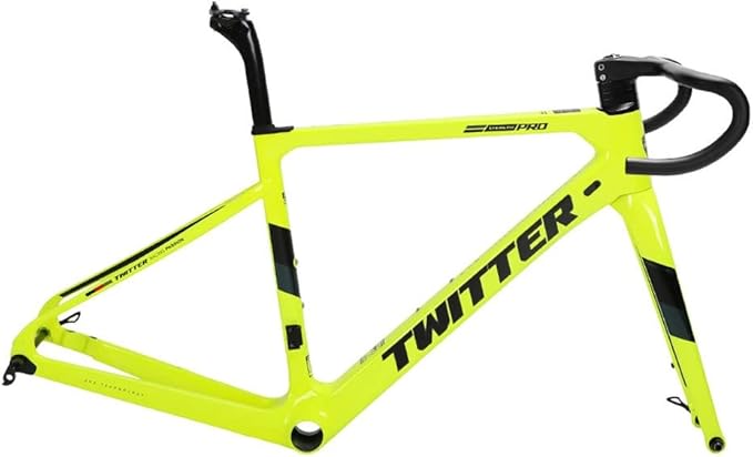 700c Road Bike Carbon Frameset Disc Brake Racing Frame 45/48/51/54CM BB86 Thru Axle 100/142mm Internal Routing(Yellow,51CM)
