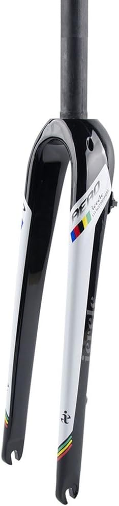 Gravel Bike Fork 700C Carbon Fiber Rigid Fork 1-1/8 Straight/Tapered Tube Disc Brake Road Bike Fork Lightweight 9mm QR Hard Forks(White,Straight)