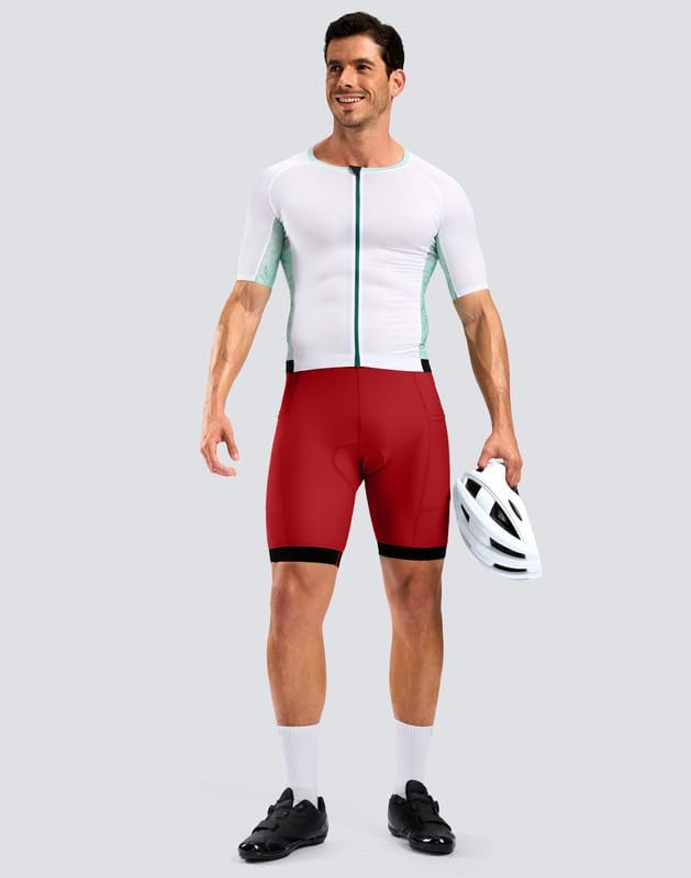 Bikewa Men's Cycling Shorts 7" 4D Padded Bike Shorts for Men Road Biking Bicycle Riding Cycle Biker Phone Pockets
