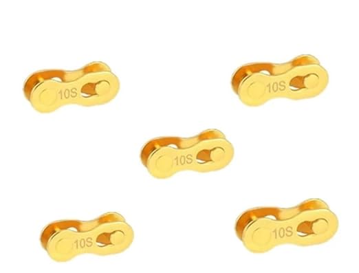Bicycle Chain Master Link Reusable Bike Chain Connecting Link, for 10 Speed, Road Bicycle and Mountain Bike, Metal Bike Master Link, Bicycle Chain Missing Link Connector, 5 Set Pack Gold