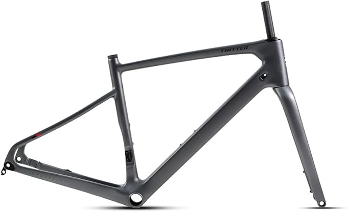 700C Carbon Fiber Gravel Bike Frameset 45/48/51/54CM Road Off-Road Bike Disc Brake Frames Thru Axle Front12×100mm Rear12×142mm Internal Routing(Dark Gray,51CM)
