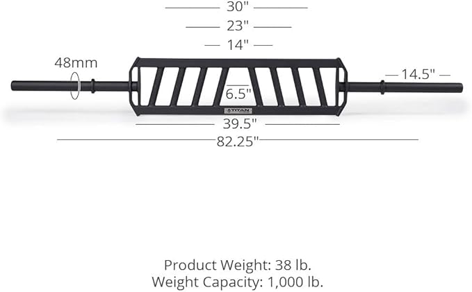Titan Fitness Hybrid Angled Multi-Grip Olympic Barbell V3, Rated 1,900 LB, Rackable Swiss/Football Bar
