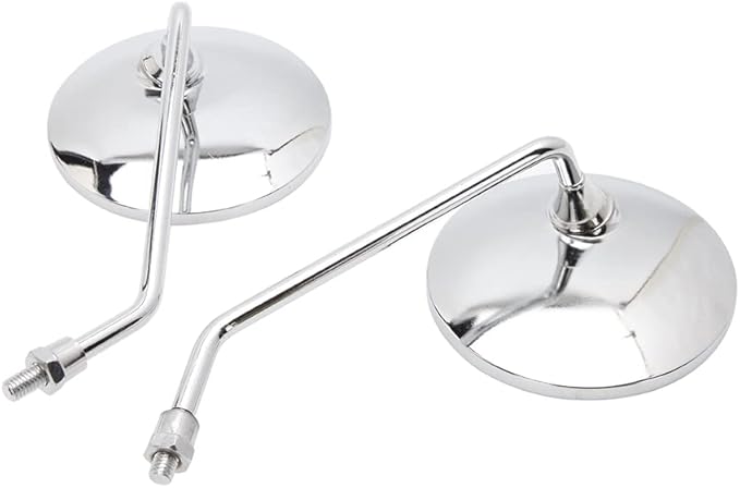 DREAMIZER Motorcycle Rear View Mirror - 7/8" 10MM Handlebar Side Mirrors Chrome Universal Compatible with CB 400 750 XT25 XVS VRZ 1800 GT750 CRF450 - Round