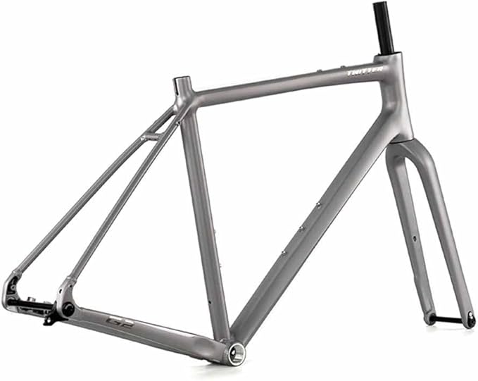 700C Gravel Road Bike Frameset 45cm 48cm 51cm 54cm Aluminum Alloy Disc Brake Frame F12*100MM R12*142mm Thru-Axle Frame with Carbon Fiber Fork BSA BB68mm XC/ATV(Gray,51cm)