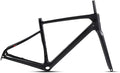 700C Carbon Fiber Gravel Bike Frameset 45/48/51/54CM Road Off-Road Bike Disc Brake Frames Thru Axle Front12×100mm Rear12×142mm Internal Routing(Black,48CM)