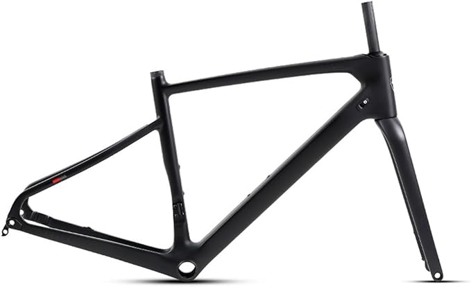 700C Carbon Fiber Gravel Bike Frameset 45/48/51/54CM Road Off-Road Bike Disc Brake Frames Thru Axle Front12×100mm Rear12×142mm Internal Routing(Black,54CM)