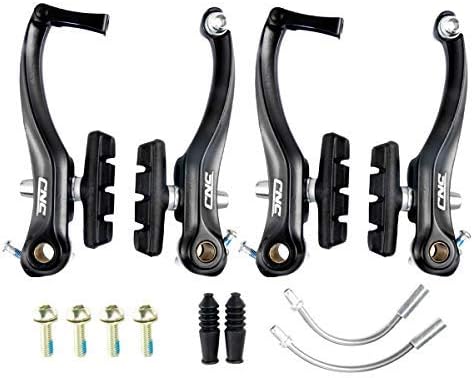 CNC V Brake Set, Bicycle Linear Pull V Brakes for Front/Rear Wheel, Long Arm 110mm, Black …