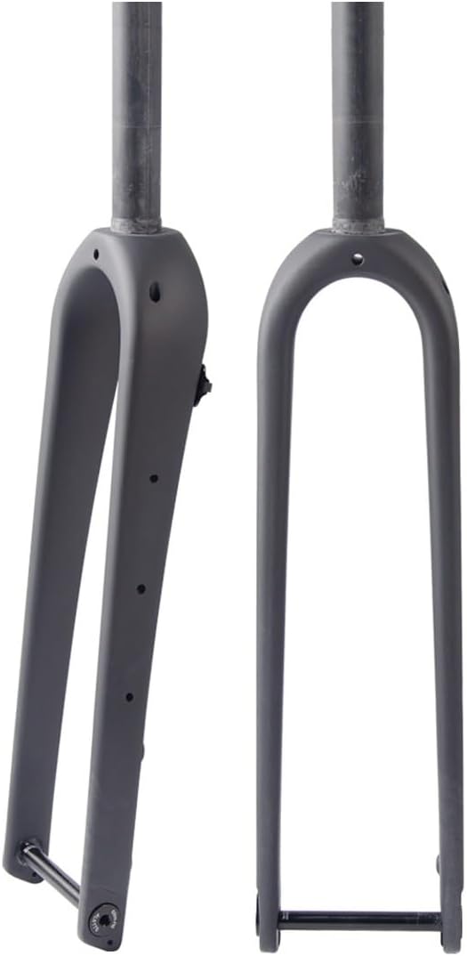 Gravel Bike Rigid Fork Full Carbon Fiber Road Bikes Fork 700C Disc Brake Bike Front Fork Thru Axle 12X100mm 28.6mm 1-1/8" Threadless Straight/Tapered Tube Hard Fork(Matte Black,Straight)