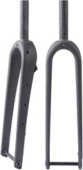 Gravel Bike Rigid Fork Full Carbon Fiber Road Bikes Fork 700C Disc Brake Bike Front Fork Thru Axle 12X100mm 28.6mm 1-1/8" Threadless Straight/Tapered Tube Hard Fork(Matte Black,Straight)