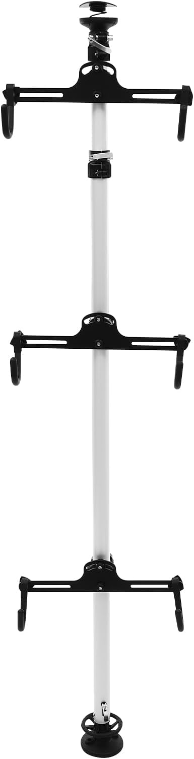 3 Bike Storage Rack, Floor to Ceiling Bike Vertical Freestanding Hanger Parking Rack, 360° Adjustable Hook Indoor Bike Storage Pole Stand, Space Saving Bike Organizer for Garages, Repair Stores