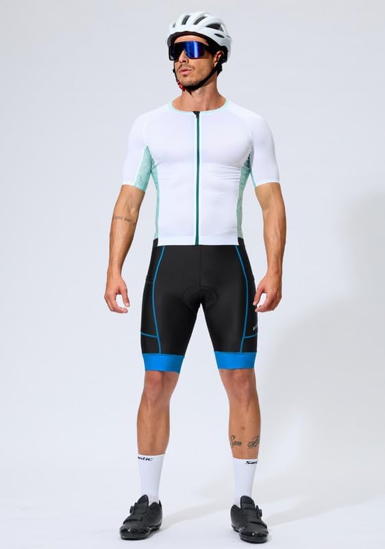 Bikewa Padded Bike Shorts for Men 4D Cycling Road Riding Biking Padding Bicycle Shorts with Phone Pockets