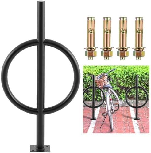 2 Bike Capacity Post and Ring Bike Rack Commercial Bicycle Rack 35" L Heavy Duty Galvanized Steel Bicycle Organizer Ground Parking Stand for Outdoor Garages Streets Yards Schools Sidewalks