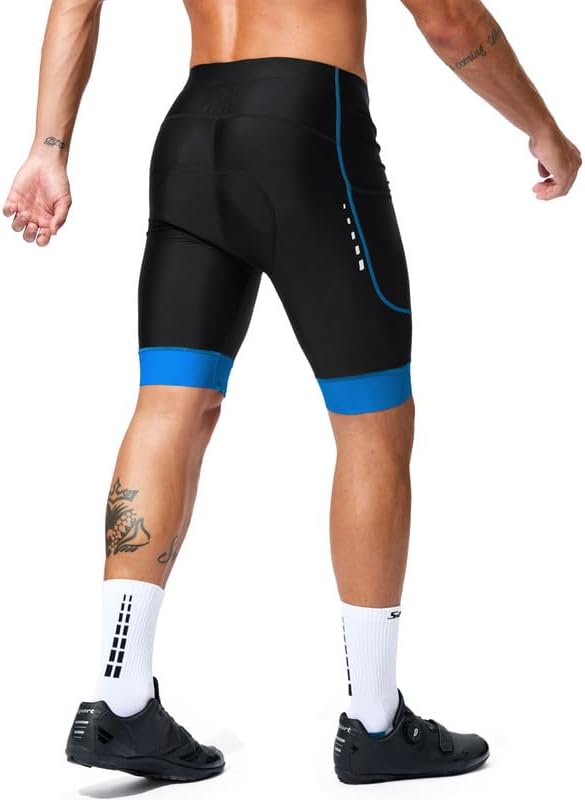 Bikewa Padded Bike Shorts for Men 4D Cycling Road Riding Biking Padding Bicycle Shorts with Phone Pockets