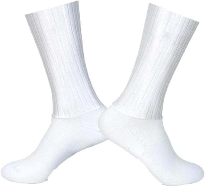 Socks For Men Anti-Slip Silicone Summer Aero White Line Cycling Sports Running Socks-White_One_Size_(35-46)