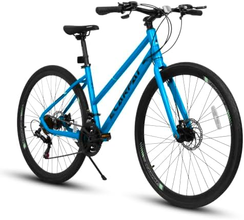 A28250 700C Road Hybrid Bike for Adult, 21-Speed Road Bike Road Bicycle Carbon Steel Frame/Dual-Disc Brakes/Multiple Colors