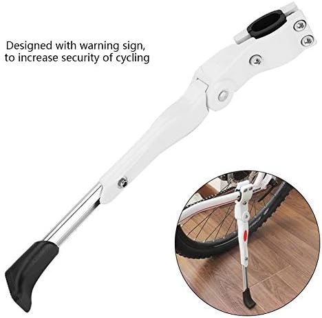 Bike Kickstand Adjustable Length Aluminum Alloy Bike Side Replacement Kickstand for Bike 16" 20" 24" 26" (White)