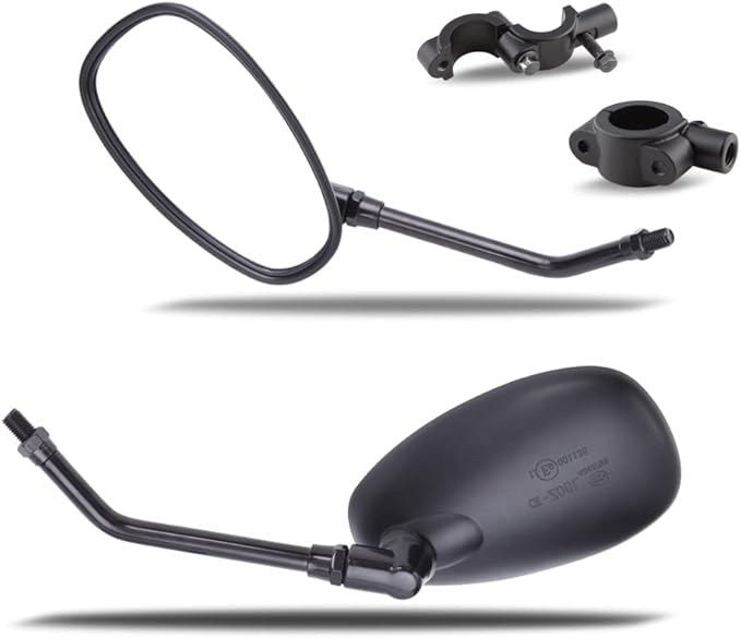 DREAMIZER Black Motorcycle Mirrors for Handlebars 10MM Handlebar Side Mirrors with Clamp Mount Compatible with M109 Valkyrie Road Star V Star XVS XSR VRZ 1800 - Oval
