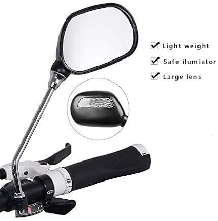 Bike Handlebar Rearview Mirror 2 Pack - Rotatable and Adjustable Wide Angle HD Safe Glass Rear View Shockproof Side Flat Mirror Universal For Bike Bicycle E-bike (BM046)