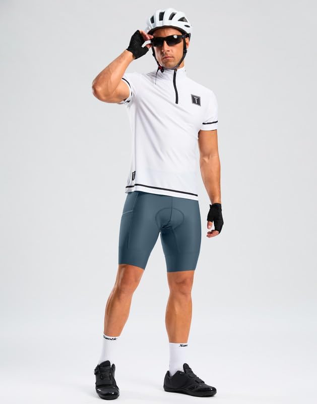 Bikewa Men's Bike Shorts 4D Padded Cycling Shorts for Men Road Riding Biking Bicycle Zipper Pockets