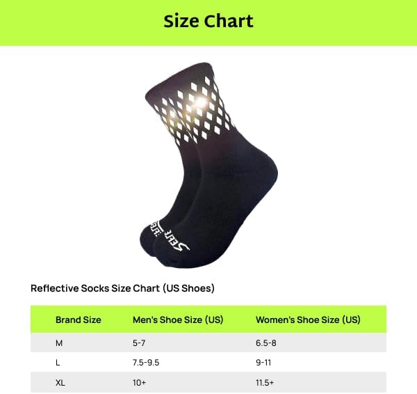 ReflecToes Reflective Socks for cycling and running - 330 Candle Power High Visibility Night Safety Gear - Biomotion Support
