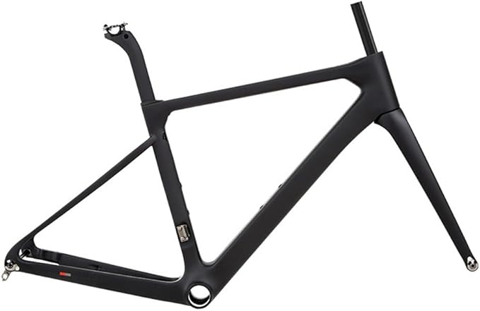 700C Road Bike Frameset 45 48 50 52 54CM Climbing Bike Frame Disc Brake Carbon Fiber Bike Frames Thru Axle F12×100mm R12×142mm(Black,52CM)