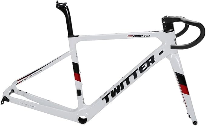 700c Road Bike Carbon Frameset Disc Brake Racing Frame 45/48/51/54CM BB86 Thru Axle 100/142mm Internal Routing(White,54CM)