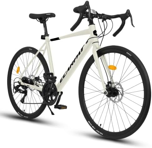 A28320R 700Cx28 Road Bike, 16-Speed Outdoor Bike Disc Brakes, Light Weight Aluminum Frame,Racing Bike City Commuting Road Bicycle for Men Women Ideal for High-Intensity Riding