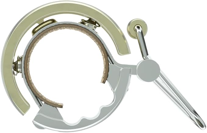 Knog Oi Luxe Bike Bell – Sleek Low Profile Bicycle Bell for Adults, Durable Metal & Vegan Leather, Clear Tone, Easy Install for Flat Bars & Drop Bars (Small 22.2mm / Large 23.8–31.8mm)