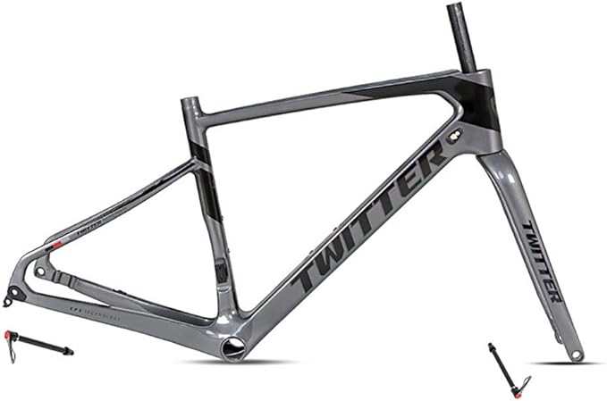 Carbon Road Bike Frameset Disc Brake 700C Off-Road Racing Frame 45/48/51/54cm Front 100mm Rear 142mm Thru Axle Frame Set(Dark Gray,54CM)
