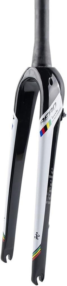 Gravel Bike Fork 700C Carbon Fiber Rigid Fork 1-1/8 Straight/Tapered Tube Disc Brake Road Bike Fork Lightweight 9mm QR Hard Forks(White,Tapered)