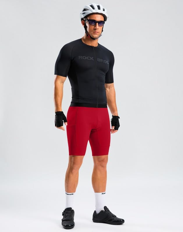 Bikewa Men's Bike Shorts 4D Padded Cycling Shorts for Men Road Riding Biking Bicycle Zipper Pockets