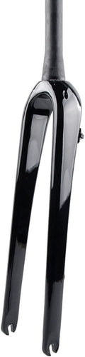 Gravel Bike Fork 700C Carbon Fiber Rigid Fork 1-1/8 Straight/Tapered Tube Disc Brake Road Bike Fork Lightweight 9mm QR Hard Forks(Glossy Black,Tapered)