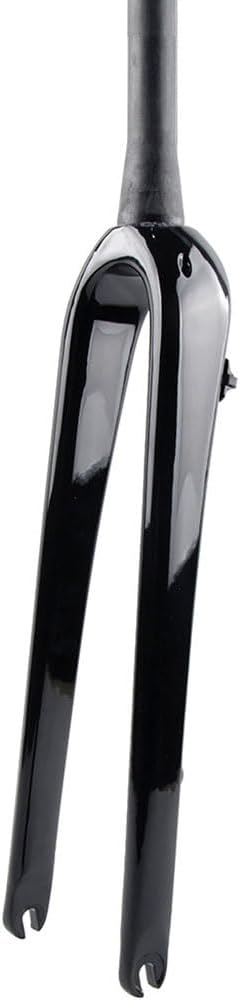 Gravel Bike Fork 700C Carbon Fiber Rigid Fork 1-1/8 Straight/Tapered Tube Disc Brake Road Bike Fork Lightweight 9mm QR Hard Forks(Glossy Black,Tapered)